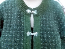 Load image into Gallery viewer, Vintage L.L. Bean Wool Nordic green Sweater Large Woman&#39;s metal clasps