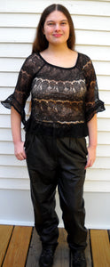Vintage BAGATELLE Black Leather Pants Size 6 Lined