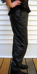 Vintage BAGATELLE Black Leather Pants Size 6 Lined
