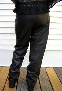 Vintage BAGATELLE Black Leather Pants Size 6 Lined