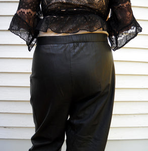 Vintage BAGATELLE Black Leather Pants Size 6 Lined