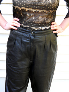 Vintage BAGATELLE Black Leather Pants Size 6 Lined