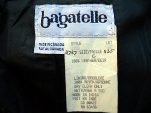 Vintage BAGATELLE Black Leather Pants Size 6 Lined