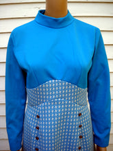 Load image into Gallery viewer, 60&#39;s 70&#39;s Blue Hippie Abstract Vintage Dress S