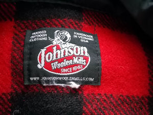 JOHNSON Woolen Mills Red Plaid Wool Men's Shirt L Hunting