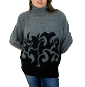 NWT Vintage 80's Angora Sweater Fuzzy Op Art Abstract  L