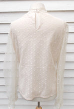 Load image into Gallery viewer, Vintage Ruffled Poet Blouse 16 White Judy Bond Polka Dots