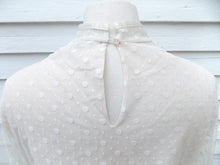 Load image into Gallery viewer, Vintage Ruffled Poet Blouse 16 White Judy Bond Polka Dots