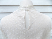 Load image into Gallery viewer, Vintage Ruffled Poet Blouse 16 White Judy Bond Polka Dots
