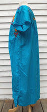 Load image into Gallery viewer, Vintage Mexican Embroidered Dress blue floral M L