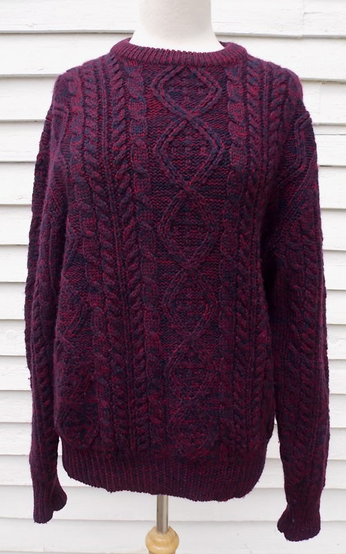 Vintage Lord & Taylor Wool Mens Sweater Cable Knit Medium