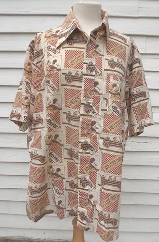 Vintage 80's Wards Classic Cars Mens Shirt XL