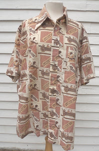 Vintage 80's Wards Classic Cars Mens Shirt XL
