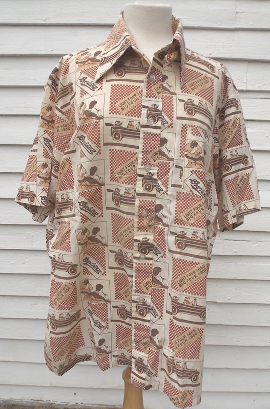 Vintage 80's Wards Classic Cars Mens Shirt XL