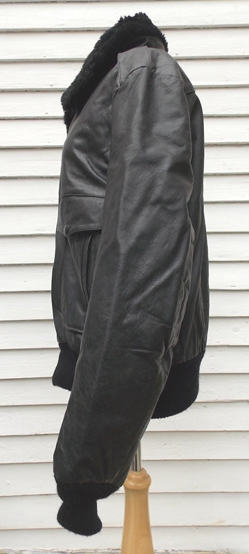 Vintage Excelled Leather Flight Jacket Black Bomber Biker L ON SALE Kindwise Vintage Vermont
