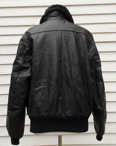 Vintage Excelled Leather Flight Jacket Black Bomber Biker  L- ON SALE!