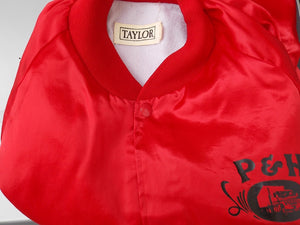 Vintage P & H Truck Stop Bomber Jacket Red Satin Look M L