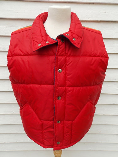 Vintage Red Striped Ski Vest L Weather Watcher
