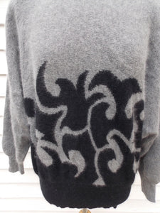 NWT Vintage 80's Angora Sweater Fuzzy Op Art Abstract  L