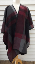 Load image into Gallery viewer, Pre-owned IKE BEHAR Soft Plaid Poncho Throw Wrap one size