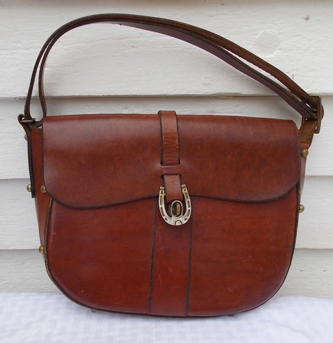Vintage John Romain Western Boho Purse Horseshoe Clasp Brown