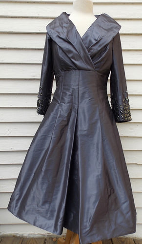Vintage Rickie Freeman Teri Jon Party Prom Dress S M silver pre-owned