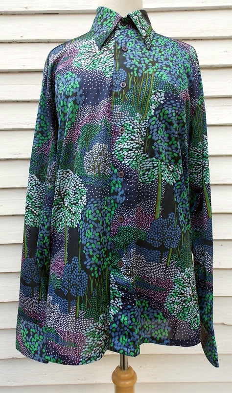Vintage Narratifs Nylon Disco Shirt M L Men's shirt TREES Disco
