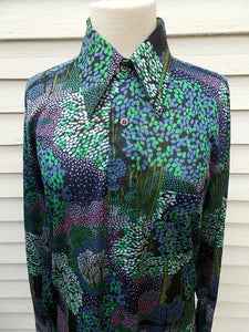Vintage Narratifs Nylon Disco Shirt M L Men's shirt TREES Disco