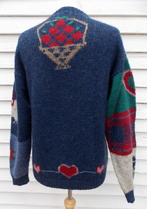 Vintage WOOLRICH  Sweater Hearts Bunnies Flowers M L