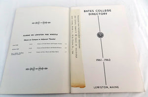 Bates College Directory Lewiston Maine 1961-1962