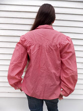 Load image into Gallery viewer, Vintage LEVI Embroidered Red Check Blouse 14 floral accents