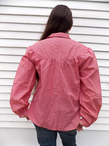 Vintage LEVI Embroidered Red Check Blouse 14 floral accents