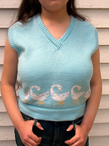Vintage GEESE Sweater Vest Soft Blue's  M L