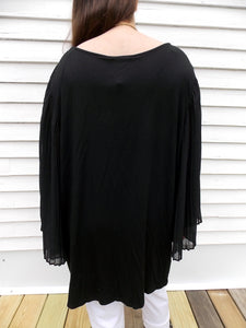Cable & Gauge Woman Black Top Blouse 3X Flare Sleeves Tagged