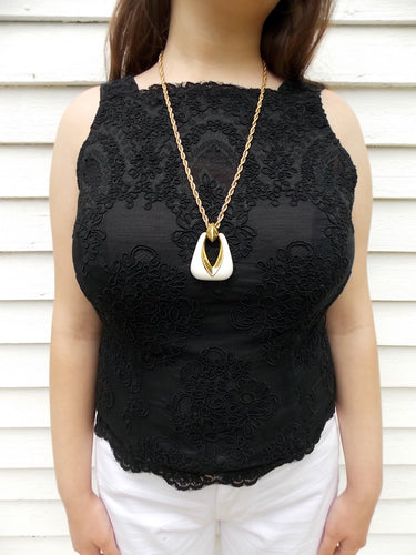 VTG Victor Costa Shell Black Top Applique 8