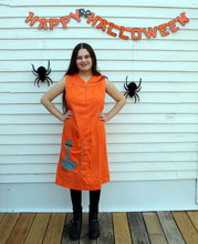 Load image into Gallery viewer, Vintage CAT Duster Lounger Zip Front Dress Halloween L