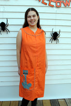 Load image into Gallery viewer, Vintage CAT Duster Lounger Zip Front Dress Halloween L