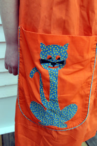 Vintage CAT Duster Lounger Zip Front Dress Halloween L