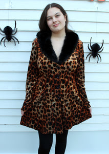 Vintage Tower Leopard Print Blazer Faux Fur L