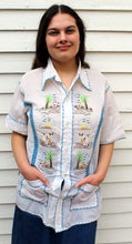 Load image into Gallery viewer, Vintage Jill Originals Embroidered Blouse Top L Palm Trees Dance