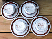 Load image into Gallery viewer, 4 Anemone Rosmarin Demitasse Cups Saucers Arabia Finland