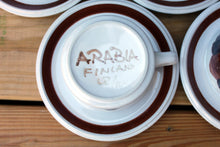 Load image into Gallery viewer, 4 Anemone Rosmarin Demitasse Cups Saucers Arabia Finland