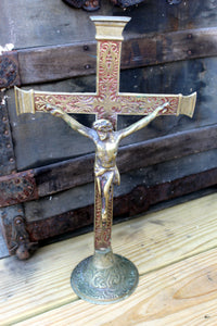 Vintage Brass? Crucifix Cross Alter Tabletop