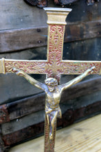 Load image into Gallery viewer, Vintage Brass? Crucifix Cross Alter Tabletop