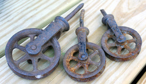 Vintage Pulley Wheels Barn Farm Steampunk Industrial Spoke