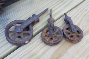 Vintage Pulley Wheels Barn Farm Steampunk Industrial Spoke