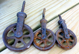 Vintage Pulley Wheels Barn Farm Steampunk Industrial Spoke