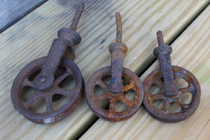 Vintage Pulley Wheels Barn Farm Steampunk Industrial Spoke