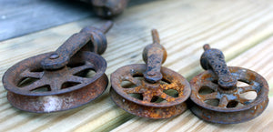 Vintage Pulley Wheels Barn Farm Steampunk Industrial Spoke