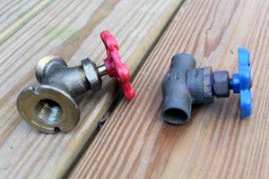 Lot 4 Vintage Outdoor Water Spigot Faucet Colorful Steampunk Brass?